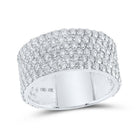Splendid Jewellery 10kt White Gold Mens Round Diamond 6 - Row Pave Band Ring - A Dazzling Statement of Masculine Elegance - Splendid Jewellery