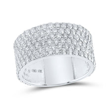 Load image into Gallery viewer, Splendid Jewellery 10kt White Gold Mens Round Diamond 6 - Row Pave Band Ring - A Dazzling Statement of Masculine Elegance - Splendid Jewellery