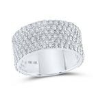 Splendid Jewellery 10kt White Gold Mens Round Diamond 6 - Row Pave Band Ring - A Dazzling Statement of Masculine Elegance - Splendid Jewellery