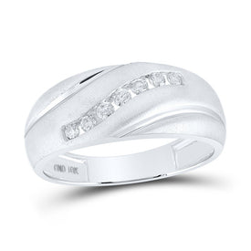 Splendid Jewellery 10kt White Gold Men's Round Diamond Band Ring - Elegant Brilliance  Top View from Splendid Jewellery
