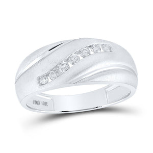 Splendid Jewellery 10kt White Gold Men's Round Diamond Band Ring - Elegant Brilliance - Splendid Jewellery