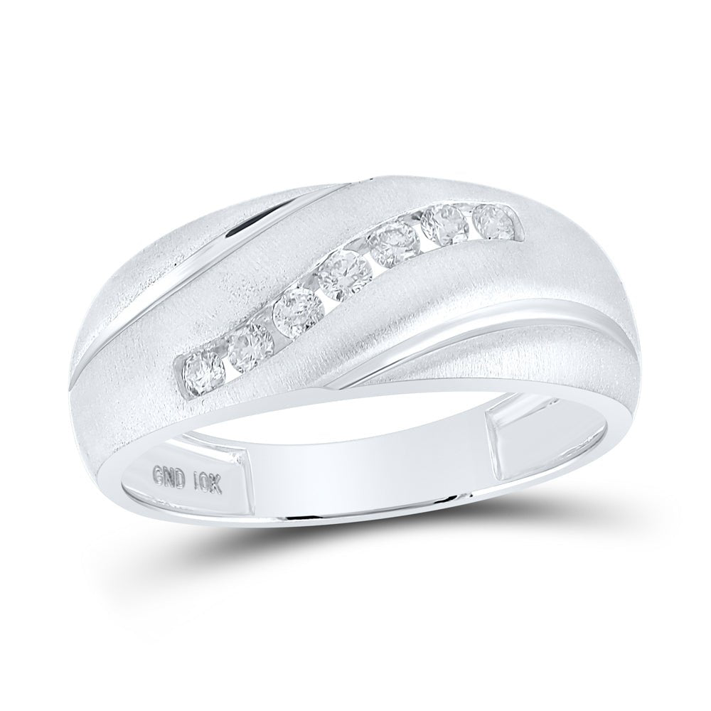 Splendid Jewellery 10kt White Gold Men's Round Diamond Band Ring - Elegant Brilliance - Splendid Jewellery