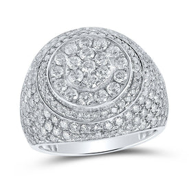 Splendid Jewellery 10kt White Gold Men's Round Diamond Circle Cluster Ring - 4 - 1/4 Cttw - Splendid Jewellery