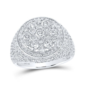 Splendid Jewellery 10kt White Gold Men's Round Diamond Cluster Ring 3 - 1/2 Cttw - A Dazzling Affair - Splendid Jewellery