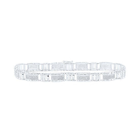 Splendid Jewellery 10kt White Gold Men's Round Diamond Link Bracelet - 1 - 1/4 Cttw - Splendid Jewellery