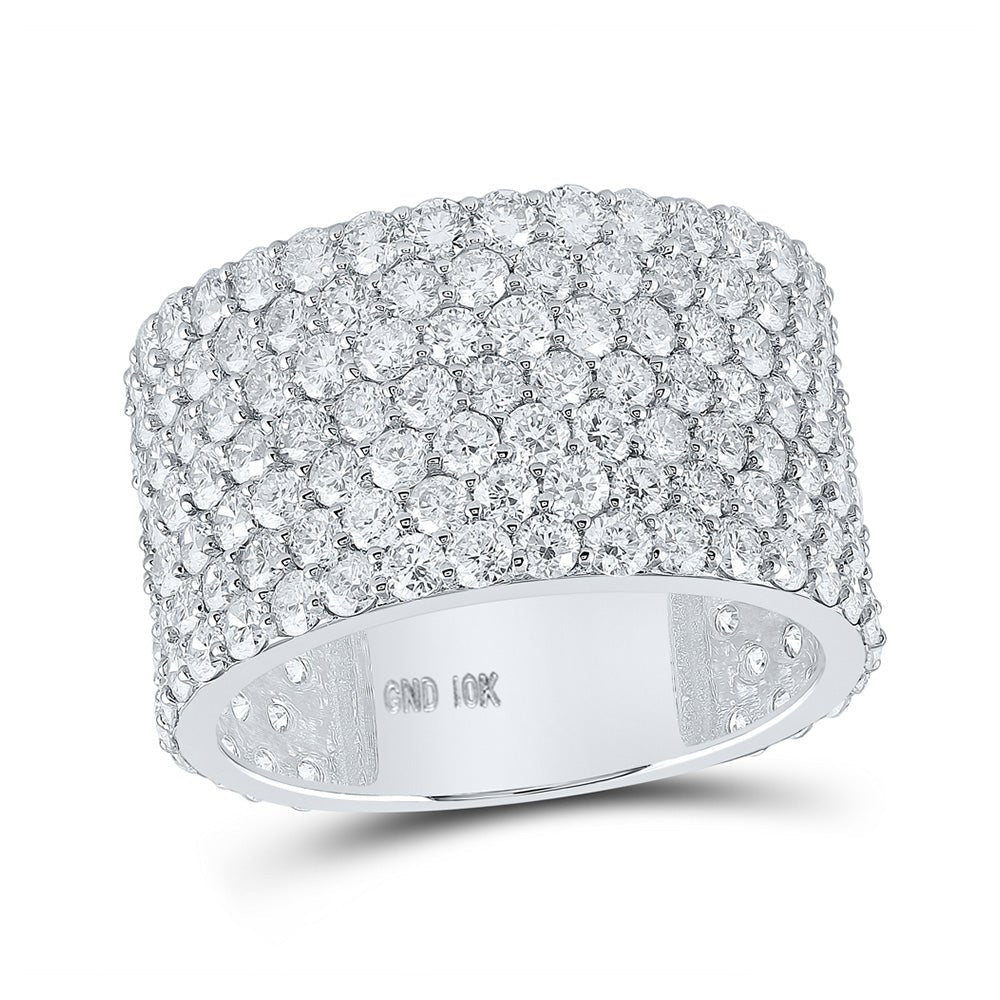 Splendid Jewellery 10kt White Gold Men's Round Diamond Pave 7 - Row Band Ring - 7 - 1/2 Ct.t.w. - Splendid Jewellery