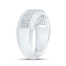 Load image into Gallery viewer, Splendid Jewellery 10kt White Gold Men&#39;s Round Diamond Pave Band Ring 1/3 Cttw - Alternate view 3 from Splendid Jewellery
