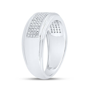 Splendid Jewellery 10kt White Gold Men's Round Diamond Pave Band Ring 1/3 Cttw - Splendid Jewellery