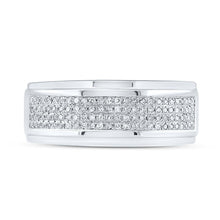 Load image into Gallery viewer, Splendid Jewellery 10kt White Gold Men&#39;s Round Diamond Pave Band Ring 1/3 Cttw - Alternate view 4 from Splendid Jewellery