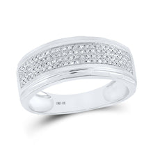 Load image into Gallery viewer, Splendid Jewellery 10kt White Gold Men's Round Diamond Pave Band Ring 1/3 Cttw - Splendid Jewellery