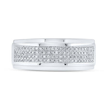 Load image into Gallery viewer, Splendid Jewellery 10kt White Gold Men's Round Diamond Pave Band Ring 1/3 Cttw - Splendid Jewellery