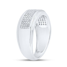 Load image into Gallery viewer, Splendid Jewellery 10kt White Gold Men's Round Diamond Pave Band Ring 1/3 Cttw - Splendid Jewellery
