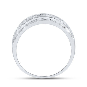 Splendid Jewellery 10kt White Gold Men's Round Diamond Pave Band Ring 1/3 Cttw - Splendid Jewellery