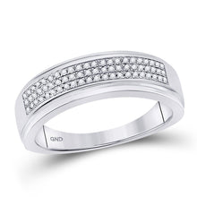 Load image into Gallery viewer, Splendid Jewellery 10kt White Gold Men&#39;s Round Diamond Pave Band Ring 1/5 Cttw - Elegant Masculinity - Alternate view 1 from Splendid Jewellery
