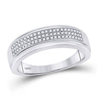 Splendid Jewellery 10kt White Gold Men's Round Diamond Pave Band Ring 1/5 Cttw - Elegant Masculinity - Alternate view 1 from Splendid Jewellery