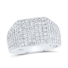 Load image into Gallery viewer, Splendid Jewellery 10kt White Gold Mens Round Diamond Pave Square Ring 1 - 1/2 Cttw - Splendid Jewellery
