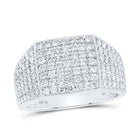 Splendid Jewellery 10kt White Gold Mens Round Diamond Pave Square Ring 1 - 1/2 Cttw - Splendid Jewellery