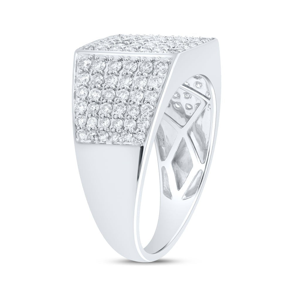 Splendid Jewellery 10kt White Gold Mens Round Diamond Pave Square Ring 1 - 1/2 Cttw - Splendid Jewellery
