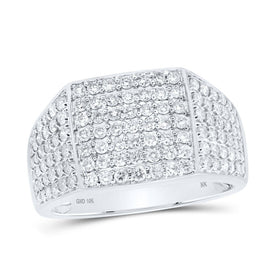 Splendid Jewellery 10kt White Gold Mens Round Diamond Pave Square Ring 1-1/2 Cttw - Alternate view 4 from Splendid Jewellery