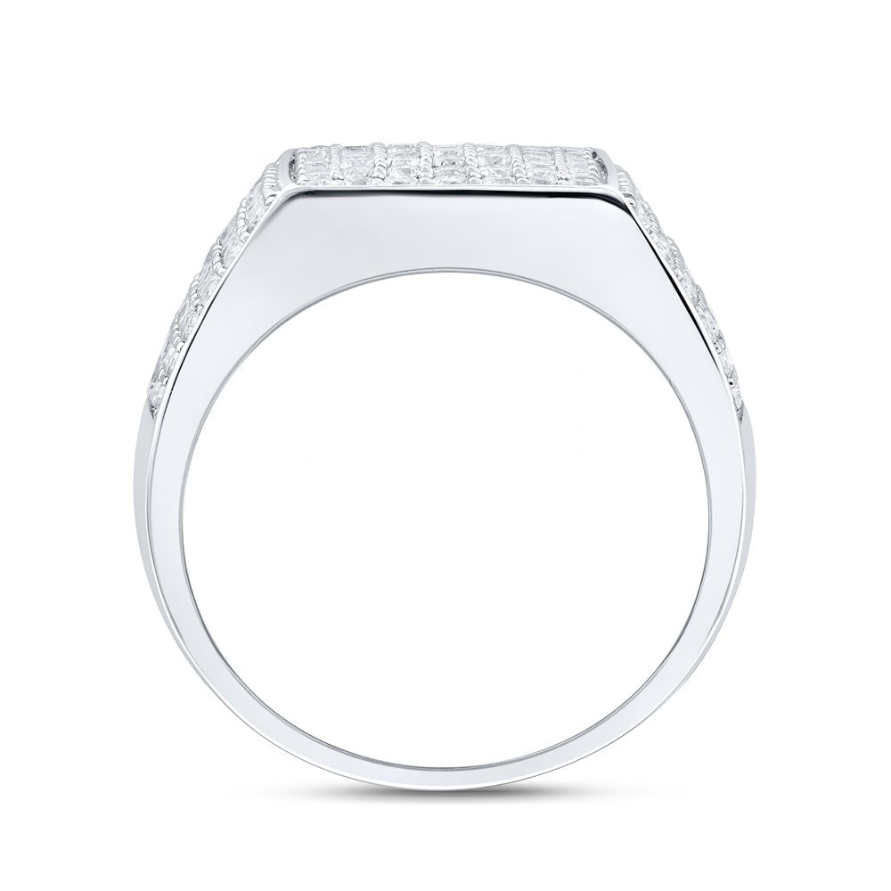 Splendid Jewellery 10kt White Gold Mens Round Diamond Pave Square Ring 1 - 1/2 Cttw - Splendid Jewellery