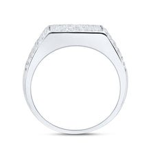 Load image into Gallery viewer, Splendid Jewellery 10kt White Gold Mens Round Diamond Pave Square Ring 1 - 1/2 Cttw - Splendid Jewellery