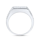 Splendid Jewellery 10kt White Gold Mens Round Diamond Pave Square Ring 1 - 1/2 Cttw - Splendid Jewellery