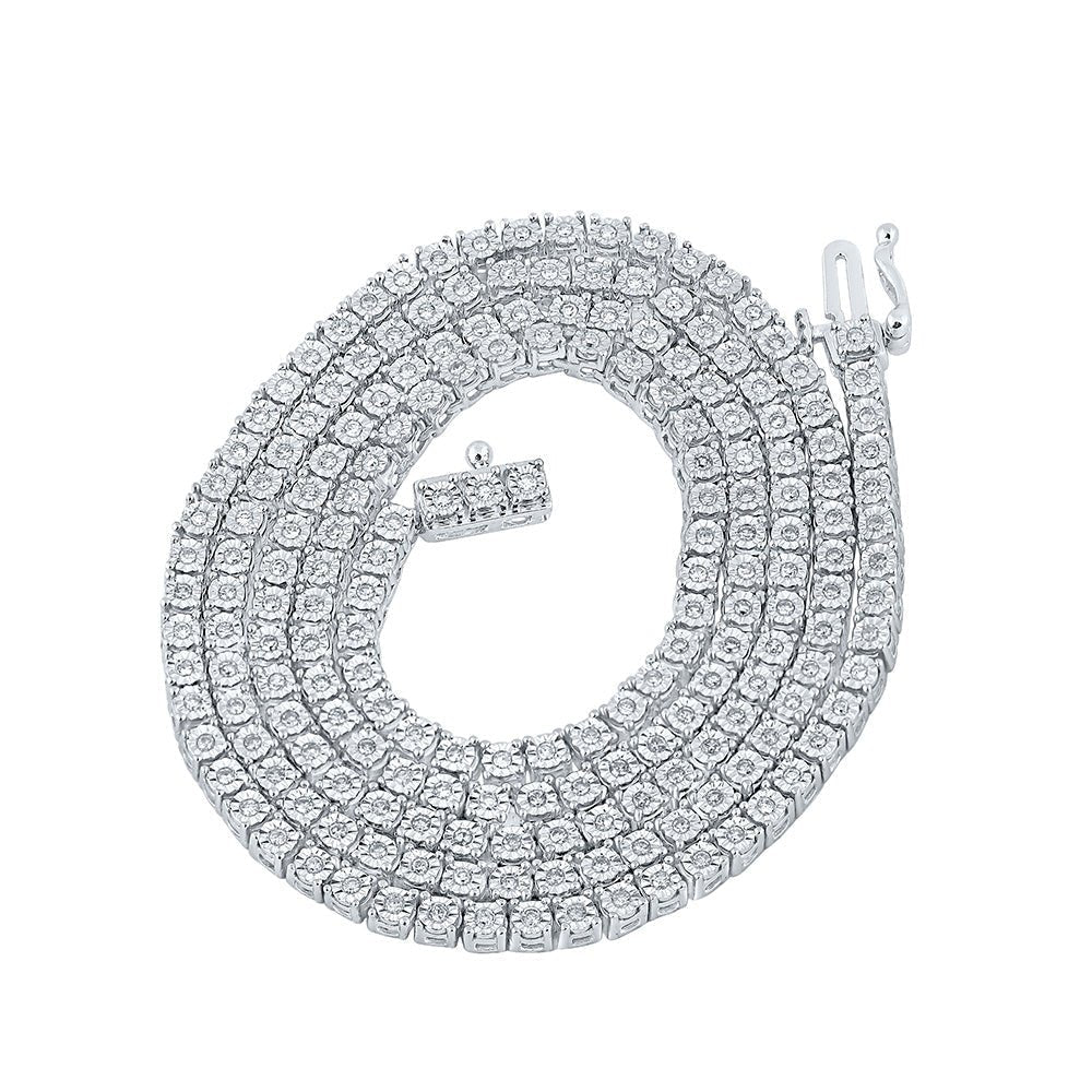 Splendid Jewellery 10kt White Gold Men's Round Diamond Single Row Chain Necklace - 1 - 1/3 Cttw - 22 - inch Length - Splendid Jewellery