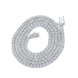 Splendid Jewellery 10kt White Gold Men's Round Diamond Single Row Chain Necklace - 1 - 1/3 Cttw - 22 - inch Length - Splendid Jewellery