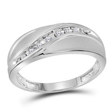 Load image into Gallery viewer, Splendid Jewellery 10kt White Gold Men&#39;s Round Diamond Single Row Fashion Band Ring  Top View from Splendid Jewellery