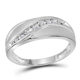 Splendid Jewellery 10kt White Gold Men's Round Diamond Single Row Fashion Band Ring  Top View from Splendid Jewellery