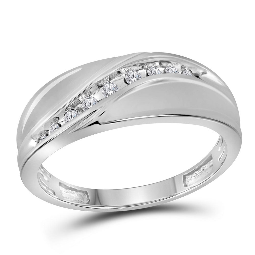 Splendid Jewellery 10kt White Gold Men's Round Diamond Single Row Fashion Band Ring - Splendid Jewellery