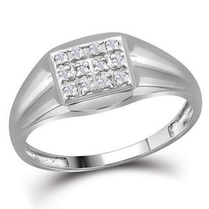 Splendid Jewellery 10kt White Gold Men's Round Diamond Square Cluster Ring 1/8 Cttw - Splendid Jewellery