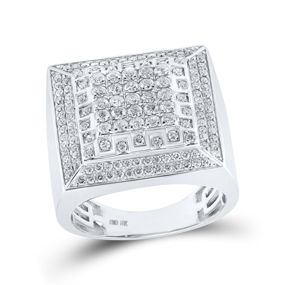 Splendid Jewellery 10kt White Gold Men's Square Diamond Ring - 1 - 3/4 Cttw - Splendid Jewellery