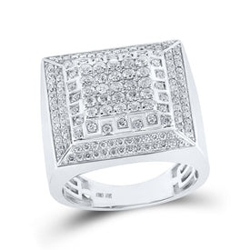 Splendid Jewellery 10kt White Gold Men's Square Diamond Ring - 1 - 3/4 Cttw - Splendid Jewellery