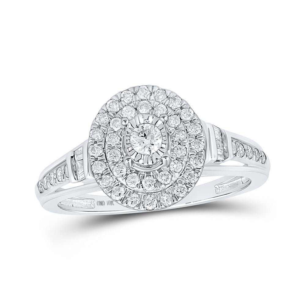 Splendid Jewellery 10kt White Gold Oval Diamond Fashion Ring - 1/2 Cttw - Splendid Jewellery