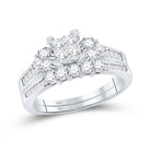 Splendid Jewellery 10kt White Gold Princess Diamond Bridal Wedding Ring Band Set - Splendid Jewellery