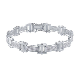 Splendid Jewellery 10kt White Gold Round Diamond Link Bracelet - 1 - 1/2 Cttw for Men - Splendid Jewellery