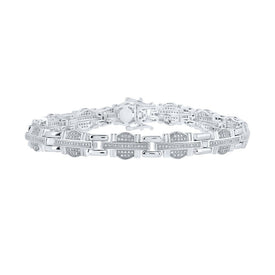 Splendid Jewellery 10kt White Gold Round Diamond Link Bracelet - 1 Cttw for Men - Splendid Jewellery