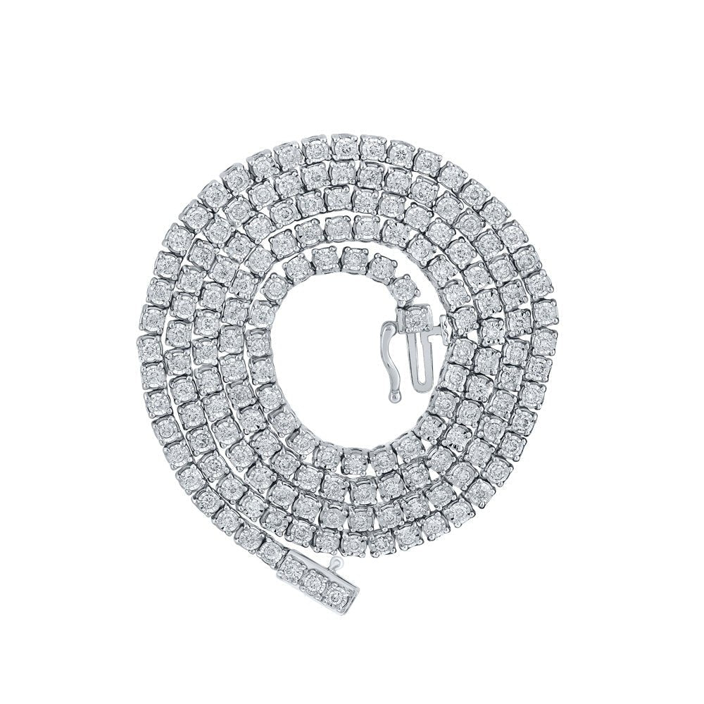 Splendid Jewellery 10kt White Gold Round Diamond Link Chain Necklace - 3 - 3/4 Cttw for Men - Splendid Jewellery