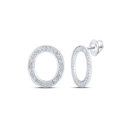 Splendid Jewellery 10kt White Gold Round Diamond O Initial Letter Earrings - Splendid Jewellery
