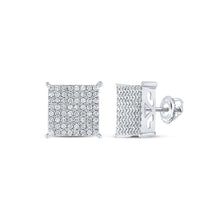 Load image into Gallery viewer, Splendid Jewellery 10kt White Gold Round Diamond Square Earrings - 1 Cttw: A Mesmerizing Sparkle of Elegance - Splendid Jewellery