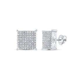 Splendid Jewellery 10kt White Gold Round Diamond Square Earrings - 1 Cttw: A Mesmerizing Sparkle of Elegance - Splendid Jewellery