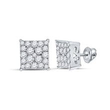 Load image into Gallery viewer, Splendid Jewellery 10kt White Gold Square Diamond Cluster Earrings - Splendid Jewellery