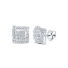 Splendid Jewellery 10kt White Gold Square Diamond Cluster Earrings - Splendid Jewellery