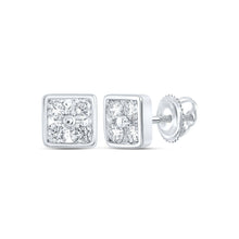 Load image into Gallery viewer, Splendid Jewellery 10kt White Gold Square Diamond Earrings: A Modern Twist of Elegance and Brilliance - Splendid Jewellery