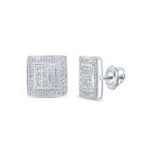 Load image into Gallery viewer, Splendid Jewellery 10kt White Gold Square Diamond Earrings - A Touch of Modern Elegance and Sparkle - Splendid Jewellery