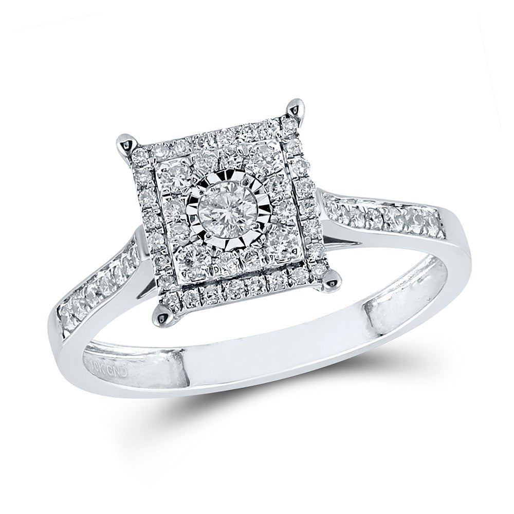 Splendid Jewellery 10kt White Gold Square Diamond Fashion Ring - 1/3 Cttw - Splendid Jewellery