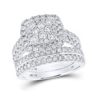 Splendid Jewellery 10kt White Gold Square Halo Diamond Bridal Wedding Ring Set - Splendid Jewellery
