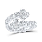 Splendid Jewellery 10kt White Gold Womens Diamond Quatrefoil Cuff Band Ring - Splendid Jewellery