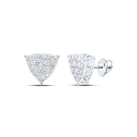 Splendid Jewellery 10kt White Gold Womens Diamond Triangle Earrings - Splendid Jewellery